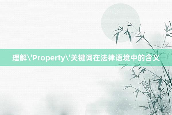 理解'Property'关键词在法律语境中的含义